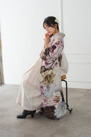 【振袖×袴】ラベンダーレッドフラワー