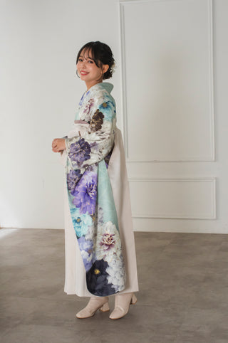 【振袖×袴】ブルーアイシーフローラル