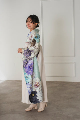 【振袖×袴】ブルーアイシーフローラル