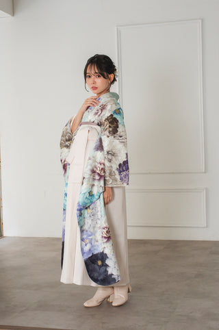 【振袖×袴】ブルーアイシーフローラル
