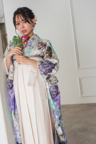 【振袖×袴】ブルーアイシーフローラル