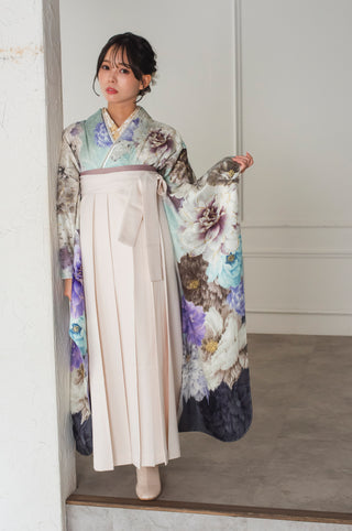 【振袖×袴】ブルーアイシーフローラル