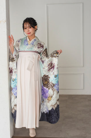 【振袖×袴】ブルーアイシーフローラル